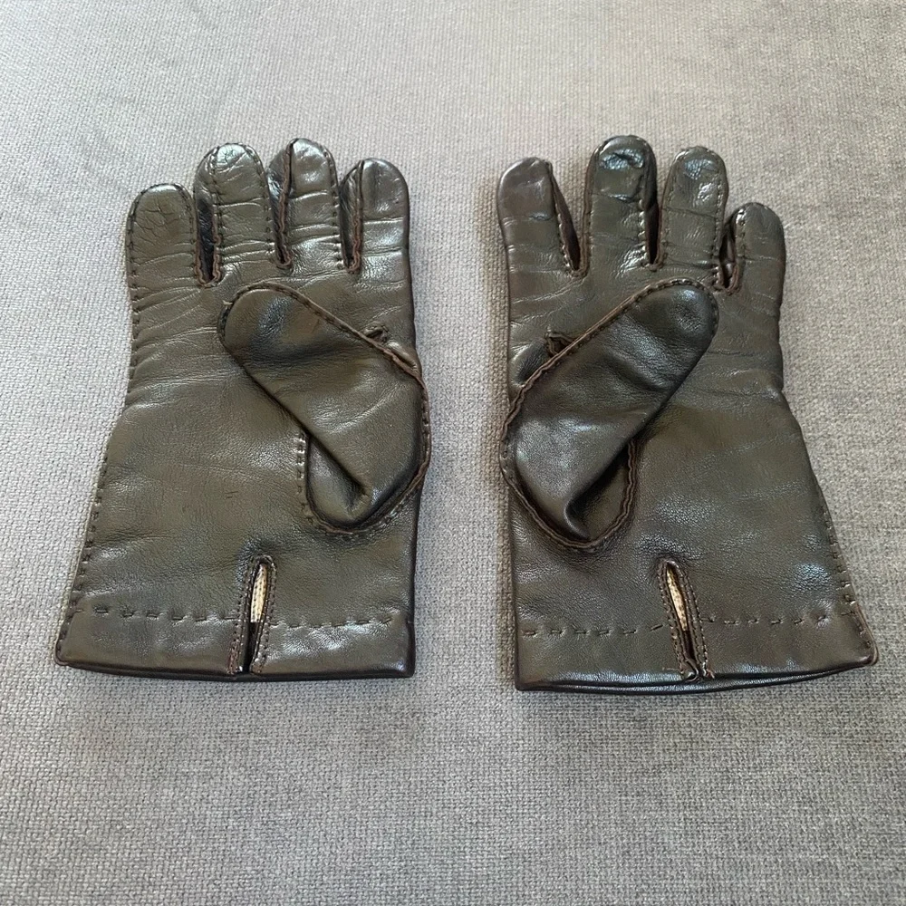 Unisex Dark Brown Leather Gloves